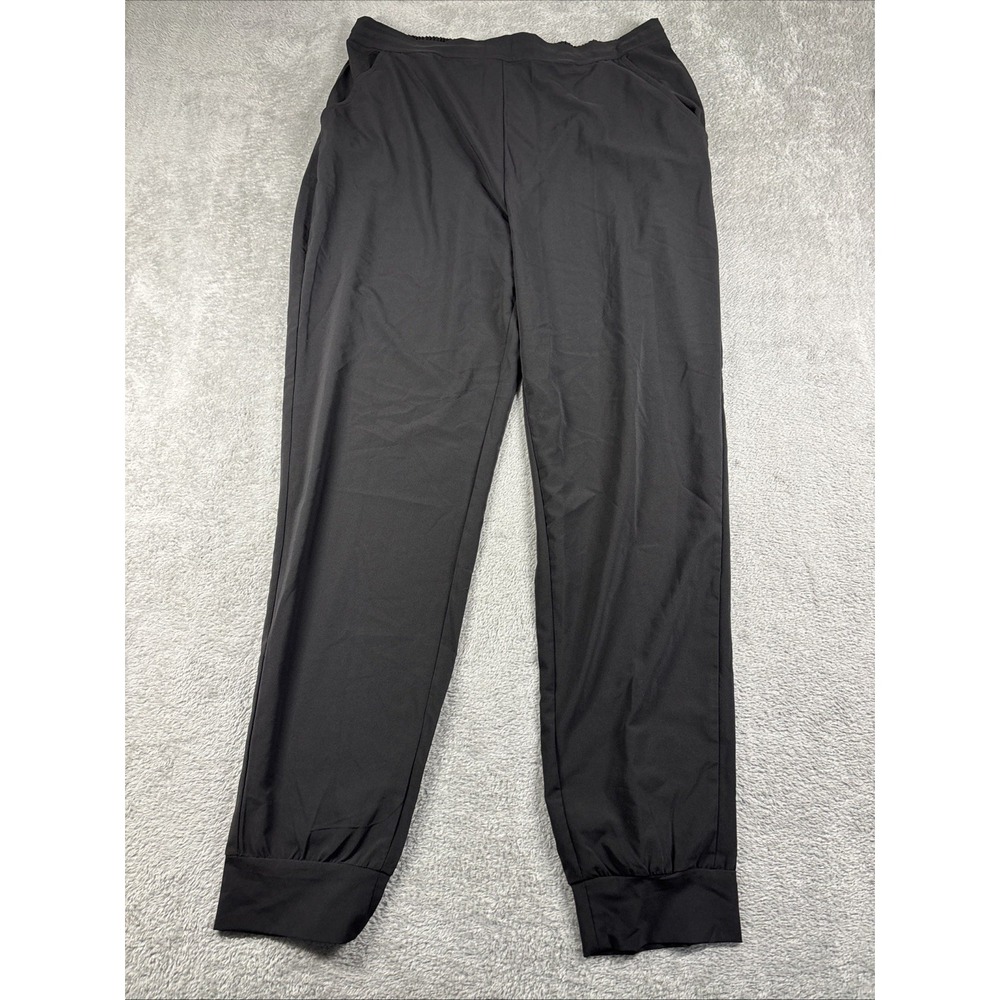 NWT HUE Women's Knit Travel Hi Slim Jogger Black Size Large